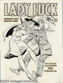 Gill Fox - Lady Luck #88 Cover Original Art (Quality, 1950). Lady Luck certainly knows how to handle guys that - | Heritage