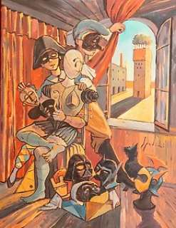 Spadini, Fabrizio - 1 Original drawing - Piazza d’Italia con maschere - 2023 | Catawiki