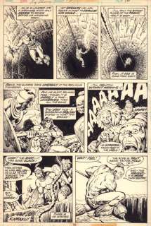 Ernie Chan, John Buscema - conan the barbarian #73 p. 16 - conan posing - 1977 signed by writer: roy thomas