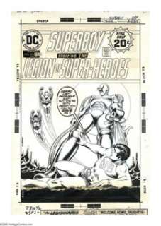 Nick Cardy - Superboy #206 Cover Original Art (DC, 1975). In the 20th Century, Superboy is approached by Ferro - | Heritage