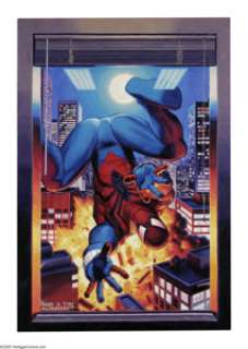 Greg and Tim Hildebrandt - Spider-Man Window Poster Painting Original Art (1994). A spectacular image of the -