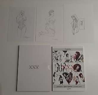 Jordi Bernet - Roberto Baldazzini - Giovanna Casotto - 3 Original drawing - Pin Up - Portfolio XXX " Special Edition " - 2018 | Catawiki