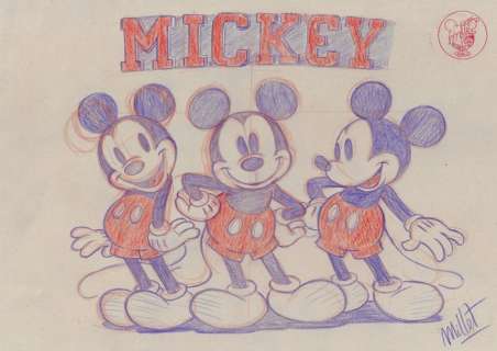 Millet - 1 Original drawing - Mickey Mouse - Vintage style | Catawiki