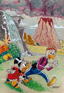 Julian Jordan - 1 Croquis en couleur - Uncle Scrooge - "Jurassic Walk" | Catawiki