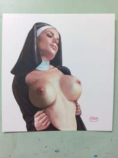 Max Newmann - 1 Original colour drawing - Smokeland press sexy - Nun | Catawiki