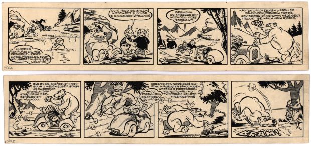 Janusz Christa | Kajtek Majtek. Profesor Kosmosik i Czarny Rycerz, komplet dwóch pasków | Galeria Komiksu