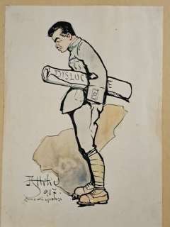 Mussino, Attilio - 1 Original colour drawing - Autoritratto dal Fronte | Catawiki