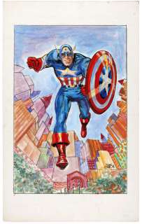 JOE SIMON â€œCAPTAIN AMERICAâ€ LARGE FULL COLOR ORIGINAL ART. | Hake’s