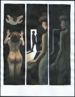 Clément Oubrerie | Planche originale, reprise en couleur grand format de la page 71, accompagnée du dessin original à la mine de plomb - Picasso - Pablo | Daniel Maghen