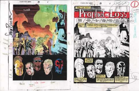 Steve Buccellato - Spider-Man 2099 13 P.1 - with B&W Stat - Signed - 1993