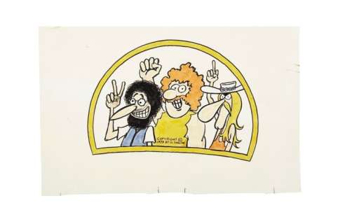 Shelton, Gilbert - 1 Original colour drawing - The Fabulous Furry Freak Brothers - Freak Brothers together again - 1973 | Catawiki
