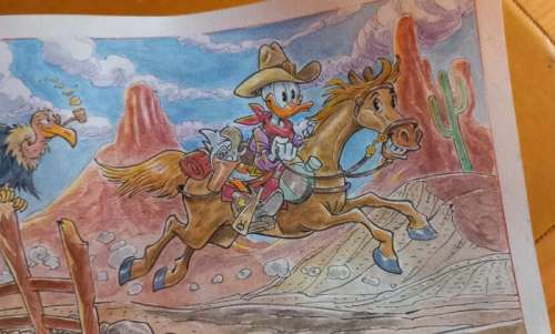 Alessandro Gottardo - 1 Watercolour - Donald Duck - "Il cavaliere della valle solitaria" - 2023 | Catawiki