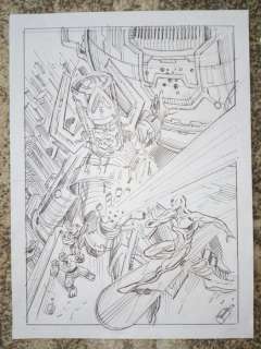 Comolo, Giorgio - 1 Original drawing - Galactus vs silver surfer and fantastic four - 2024 | Catawiki