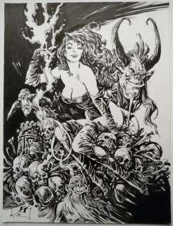 Pontet, Cyril - 1 Original drawing - Succubus - Sellenia pin-up vintage - 2025 | Catawiki