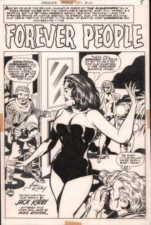 Jack Kirby, Mike Royer - Forever People #10 P.5 - Title Splash - Signed - 1972