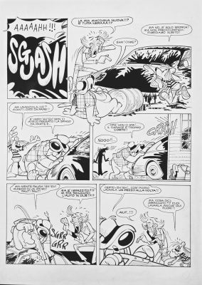 Tavola originale Giorgio Cavazzano “Oscar e Tango Benzinai” pag.2 | Venere Comic Art