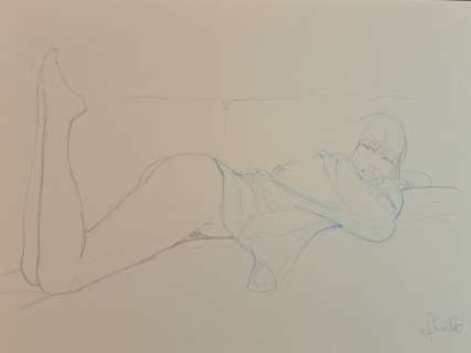 Frollo, Leone - 1 Original colour drawing - Ragazza sdraiata | Catawiki