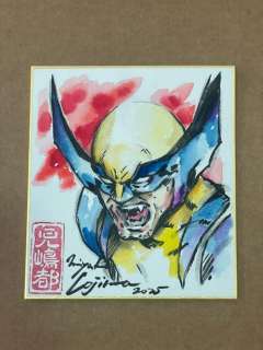 Miyako Kojima - 1 Original colour drawing - X-Men - Shikishi Wolverine color with hanko and signature | Catawiki