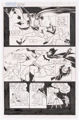 Lot 73 - MICHAEL ALLRED BATMAN BLACK AND WHITE #4 COMIC BOOK PAGE ORIGINAL ART. | Hake’s