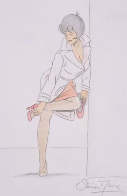 Olivier Marin - 1 Colour pencil drawing - Les enquêtes auto de Margot