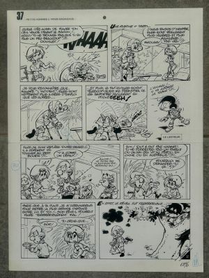 Seron, Pierre - 1 Original page - Les Petits Hommes et mini-gagagags - T25 - page 37 - 1989 | Catawiki