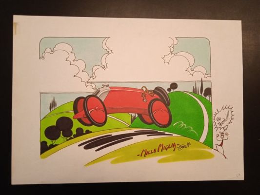 Riboldi, Enea - 1 Original colour drawing - Pubblicità Mille Miglia Vai Tazio! - 1989 | Catawiki
