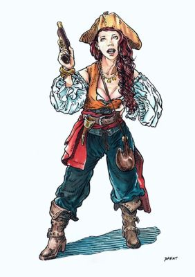 Barat, Alain - 1 Original colour drawing - Portraits de femmes - La pirate de frégate - 2025 | Catawiki