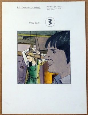 Marc-Renier - 1 Original drawing - Le Coeur mangé - Projet de couverture | Catawiki
