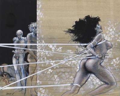 Jean-Claude FOREST "Bondage"Technique mixte sur papier. Signé en bas& | Aponem