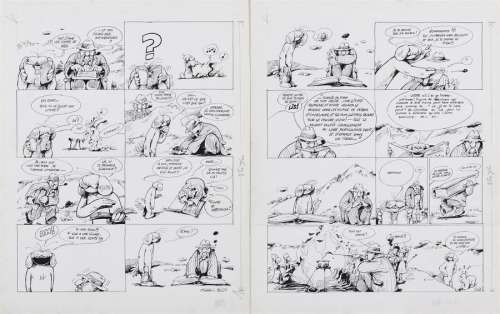 F’MURRR. Alp 1. Pl 24A et 24B. Encre. 41 x 32,4 cm. Au dos: cachet Pilote | Aponem