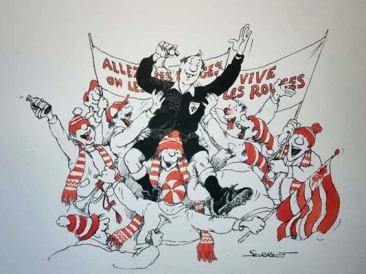 Serre, Claude - 1 Original colour drawing - Humour Noir - Allez l’Arbitre - 1991 | Catawiki