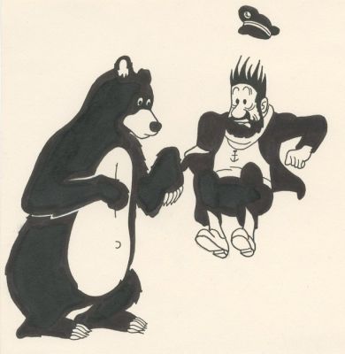Studio’s Hergé - 1 Original drawing - Kuifje - "Ik doe je niets hoor" (Haddock) - gepubliceerd (1973) | Catawiki
