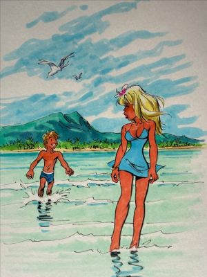 Dany (Henrotin, Daniel) - 1 Original colour drawing - Olivier Rameau - Colombe en petite jupette bleue | Catawiki
