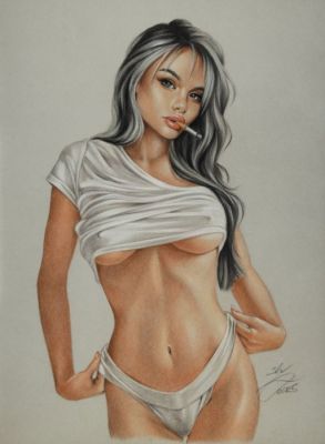 Sly - 1 Original colour drawing - Pin Up - Unfiltered - 2025 | Catawiki