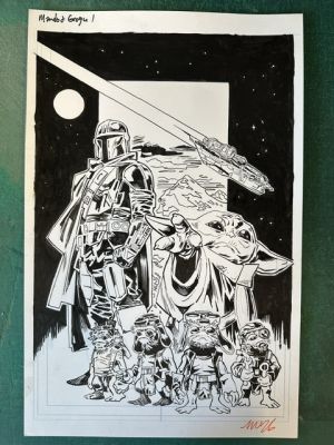 MANDALORIAN & GROGU #1 MICHAEL WALSH ORIGINAL COVER ART | Scott’s Collectables