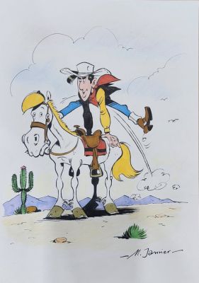Janvier, Michel - 1 Original colour drawing - Lucky Luke et Jolly Jumper | Catawiki
