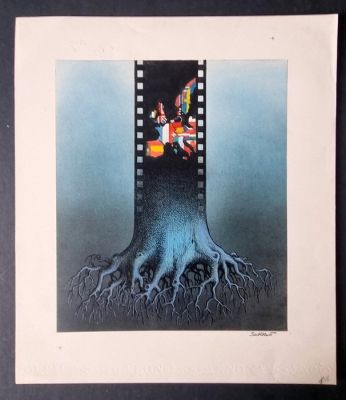 Serre, Claude - 1 Original colour drawing - Humour Noir - Les racines du cinéma européen - 1984 | Catawiki