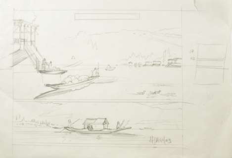 Jean Francois CHARLES. India Dream. Dessin au crayon. H: 35 cm x L: 41 cm. Signé. [...] | Arthema Auction