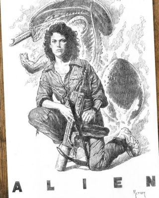 Maren – Alien: Ellen Ripley - Hand Signed Original Pencil Artwork | Catawiki