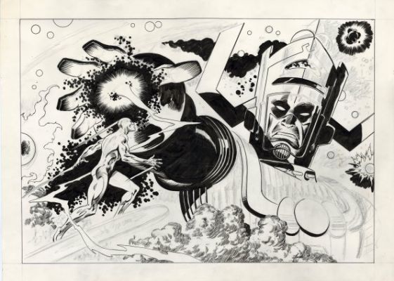 Buscema, John - SILVER SURFER VS. GALACTUS Illustration | ComicConnect