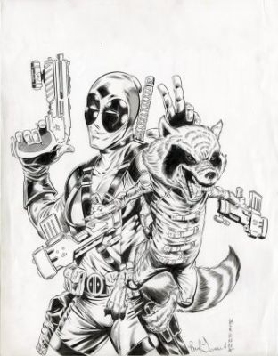 Garneau, Brad - DEADPOOL AND ROCKET RACCOON Illustration | ComicConnect