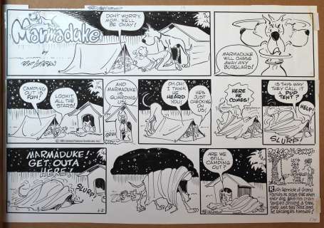 Brad Anderson - Striscia originale Sunday comic strip Marmaduke (King Features Syndicate, 21/06/1981). Cm. 58 x 41.