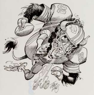 Jack Davis - Buffalo Bills NFL Illustration Original Art (Hot Shots, c. 1990s).  Davis pictures the team as a - | Heritage