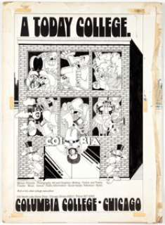Skip Williamson - Columbia College Advertisement Poster Illustration Original Art (Columbia College, c. 1967).... | Heritage