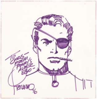 Jim Steranko - Nick Fury Illustration Original Art (1976). A wonderful headshot of the Director of S.H.I.E.L.D. - | Heritage