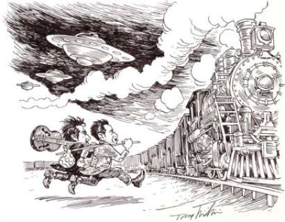 Tony Millionaire Going Way Out With Heavy Trash LP Cover Original Art and LP (Crunchy Frog, 2007).... (Total: 2 Items)