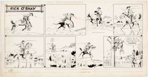 Stan Lynde Rick O‘Shay Sunday Comic Strip Original Art dated 2-28-60 (News Syndicate Co. Inc., 1960)....