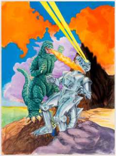 Zina Saunders Godzilla vs. Cosmic Monster [aka Godzilla vs. MechaGodzilla] VHS Box Cover Painting Original Art (To... | Heritage