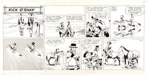 Stan Lynde Rick O‘Shay Sunday Comic Strip Original Art dated 10-1-61 (Chicago Tribune Syndicate, 1961)....