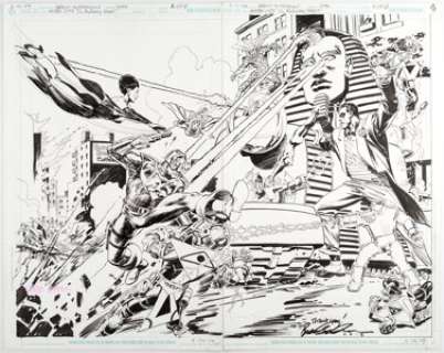 Brent Anderson Astro City / Arrowsmith Flip-Book #1 Double Splash Page 2-3 Original Art (DC, 2004)....